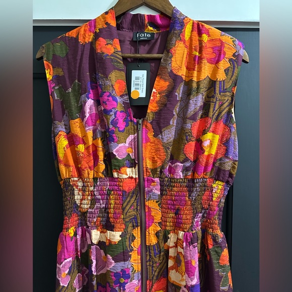 Floral Midi Dress with Vivid Colors - Picture 2 of 4